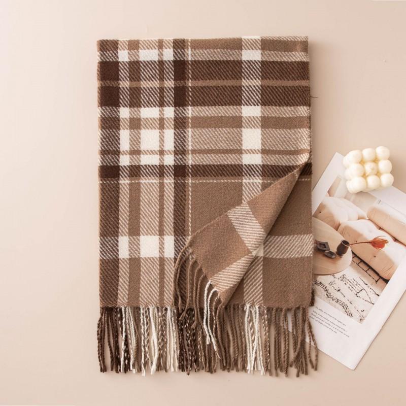 Womens Plaid Scarf Winter Thick Warm Knitted Shawl