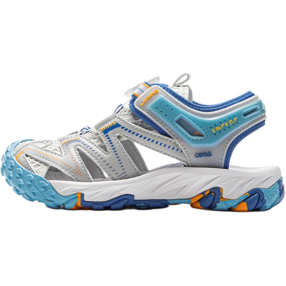 Li Ning Kids Outdoor Synthetic Leather Fabric Comfortable Soft Non-Slip Wear-Resistant Low-Top Sandals Kids sandals Static-Grey Light-Grey YKEV028-7