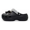 Zuecos de Plataforma Clásicos de Moda Oso Lindo Minimalista Moda de Exterior Versátiles High Street Elevación Zuecos Mujer Negro