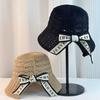 Korean Style Hollow Knit Women's Summer Bucket Hat - Sun Protection, Face Slimming, Hand-Knitted, Versatile.