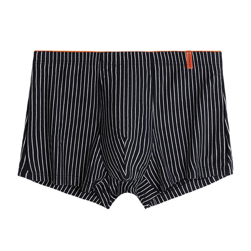 Men's Breathable Cotton Boxer Briefs with Antibacterial Crotch - Japanese Style Stripes
