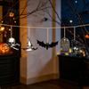 Halloween Hanging Decor 6Pcs Wooden Decoration, Ghost Pumpkin Eyeball Pendant Ornament with Rope, Spooky Holiday Party Decorations