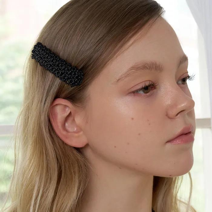 pearl beads rectangle hair pin (2colors)