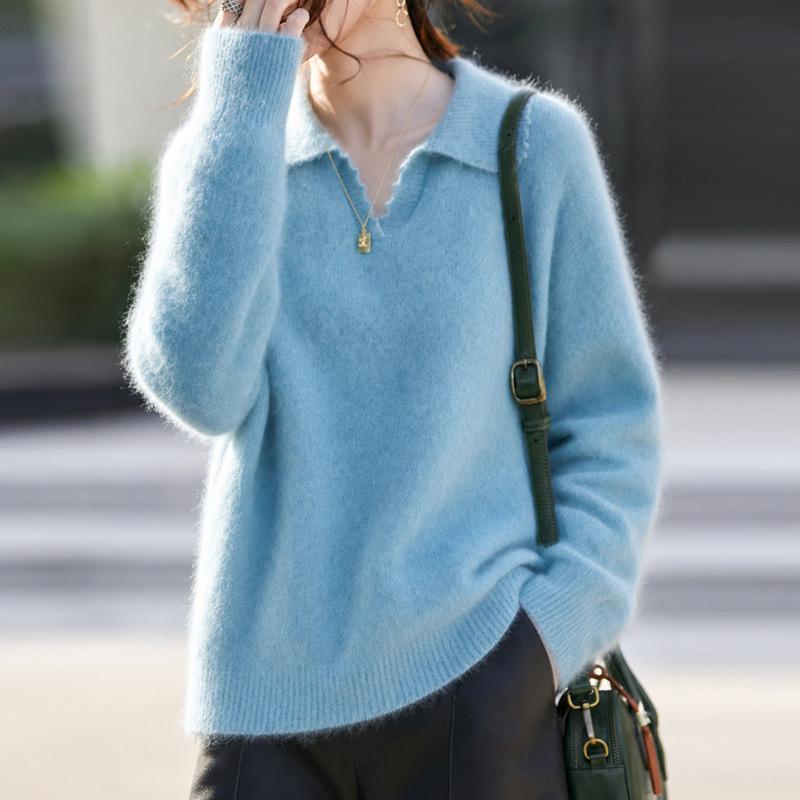 2026 Women's Autumn-Winter Wool Knit Polo Neck Slimming Long Sleeve Top