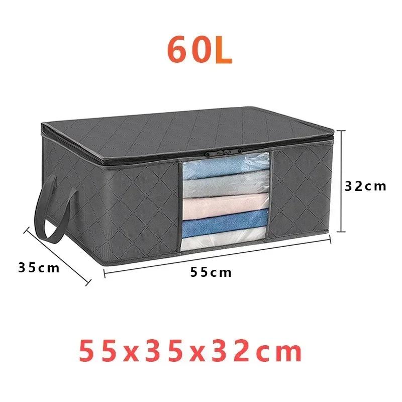 30/60/90L Large Capacity Clothes Storage Bag Organizer with Reinforced Handle for Blanket Comforters Bed Sheets Pillows Toy