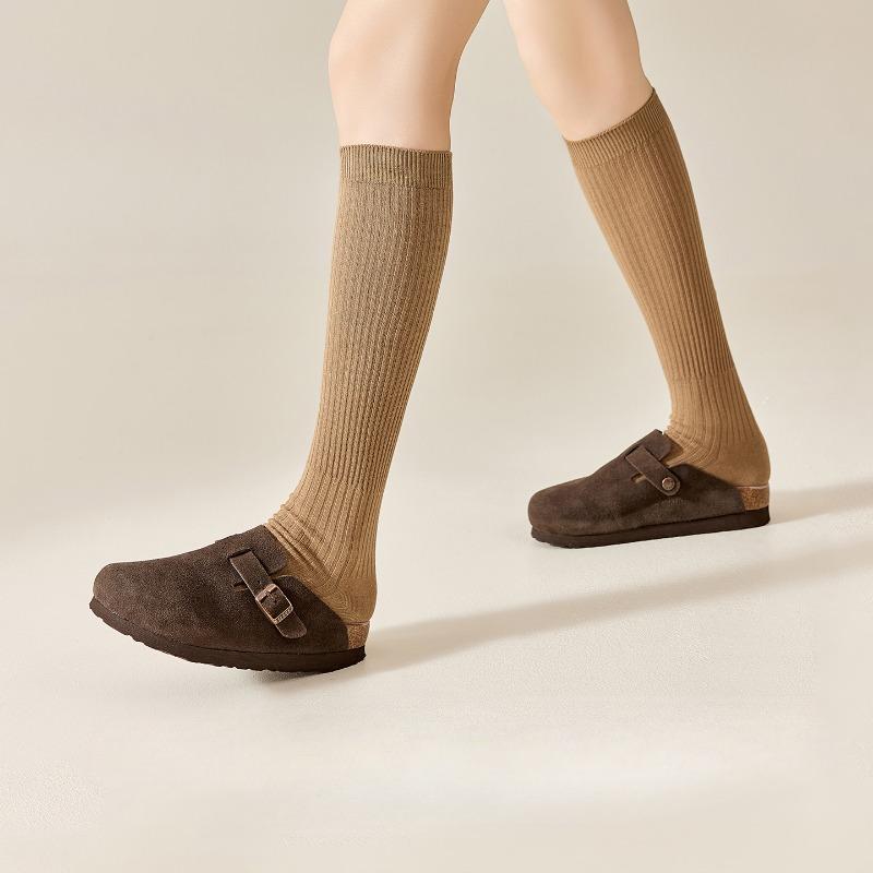 White Socks for Women, Pure Cotton Compression Calf Socks, Antibacterial and Deodorizing High Socks, Boneless Long Socks