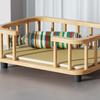 Wooden Pet Bed with Raised Fence, Breathable, Elevated Sofa Made of