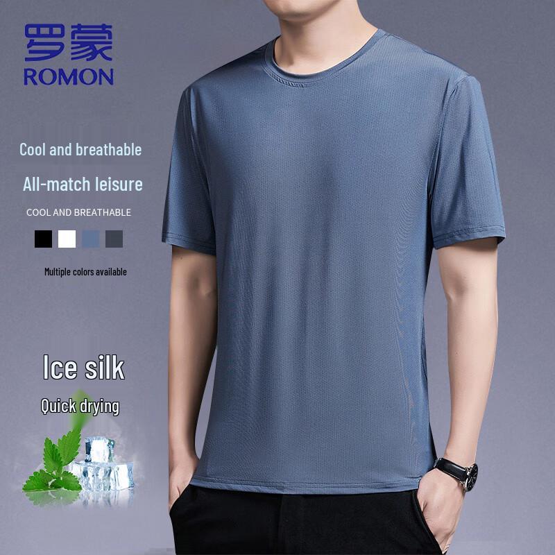 ROMON Men's Ice Silk Quick-Dry Short Sleeve T-Shirt