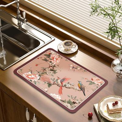 Tappetino da tè in stile cinese, spesso, per cucina, sottobicchiere assorbente, antiscivolo, lavabile, senza