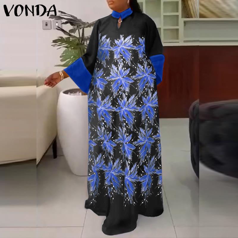 

Женское вечернее свободное кафтан с принтом VONDA, длинное платье с рукавами 3/4