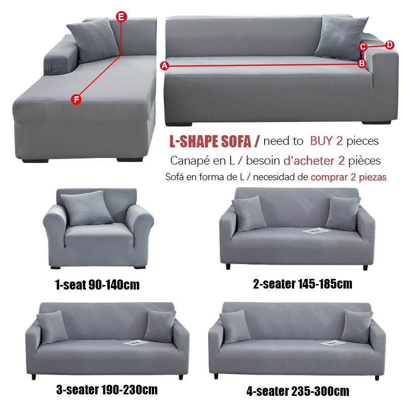 Grey Plain Color Elastic Stretch Sofa Cover Need Order 2Piece Sofa Cover If L-style Fundas Sofas Con Chaise Longue Case for Sofa