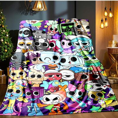 Cartoon Characters Dandy Collage Blanket Flannel Throw for Sofa, Indoor, Camping, Living Room, Office, Chair, And Bed Soft Birthday Gift