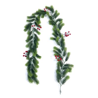 Künstlicher Weihnachtsgrünranke Künstliche Kiefernadel Rote Beeren Hunde-Schwanz-Ranke Neujahrsfensterpflanze Landschaftsdekoration