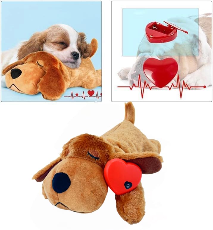 Popular Dog Toy, Heartbeat Plush Toy, Chew-Resistant, Tear-Resistant, Separation Anxiety Relief for Large Dogs and Puppies, Cuddle Pillow, Stress