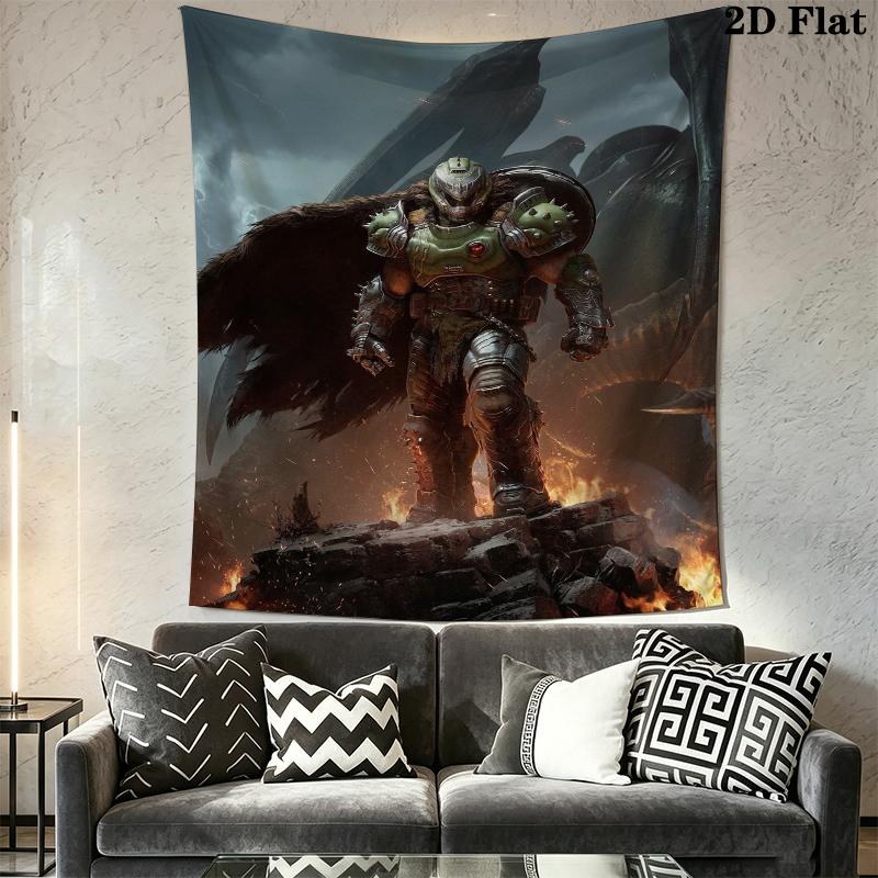 DOOM The Dark Ages Arazzo da Parete Appeso Estetico a Parete Coperta in Tessuto Stampato Arazzi Decorativi per Camera da Letto Soggiorno Decorazioni per la Casa