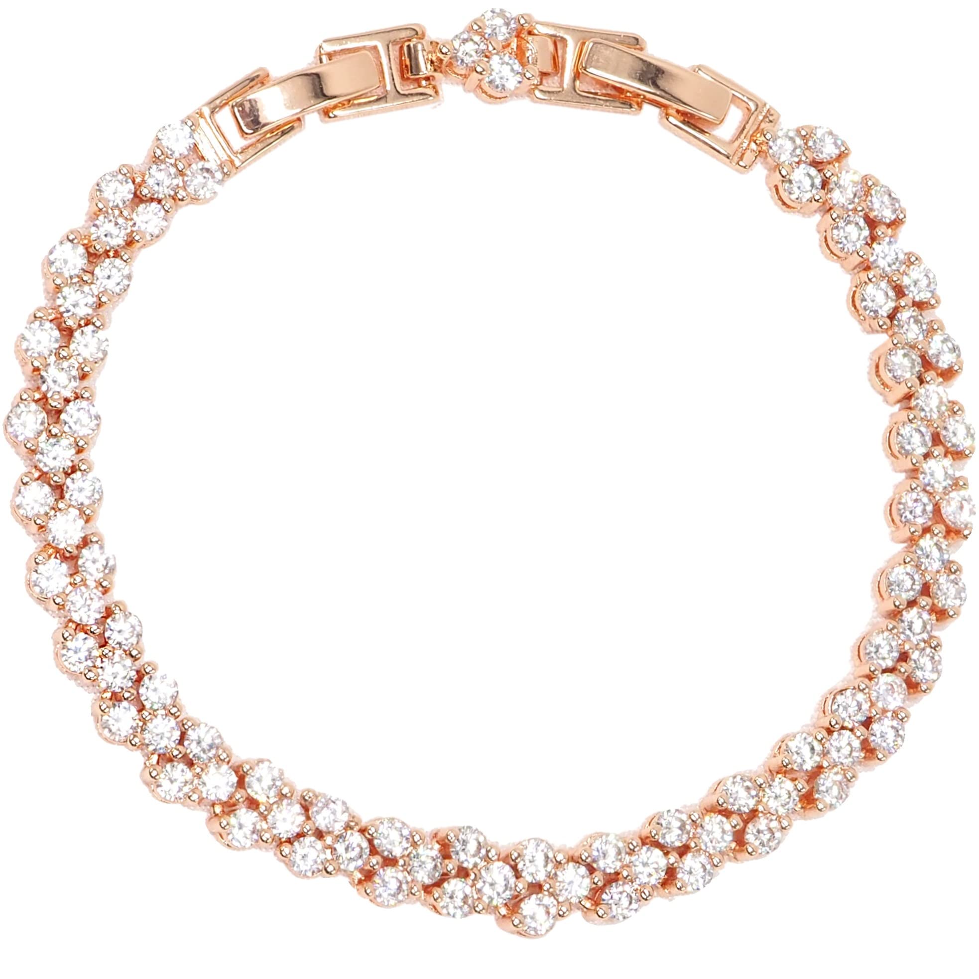 

Gorgeous Tennis 5A Cubic Elegant CZ Diamond Bangle with Can Be Matched as a Pair Bracelet Pink Gold [MischeleVianc] Bracelet, Zirconia, Adjuster, (18K