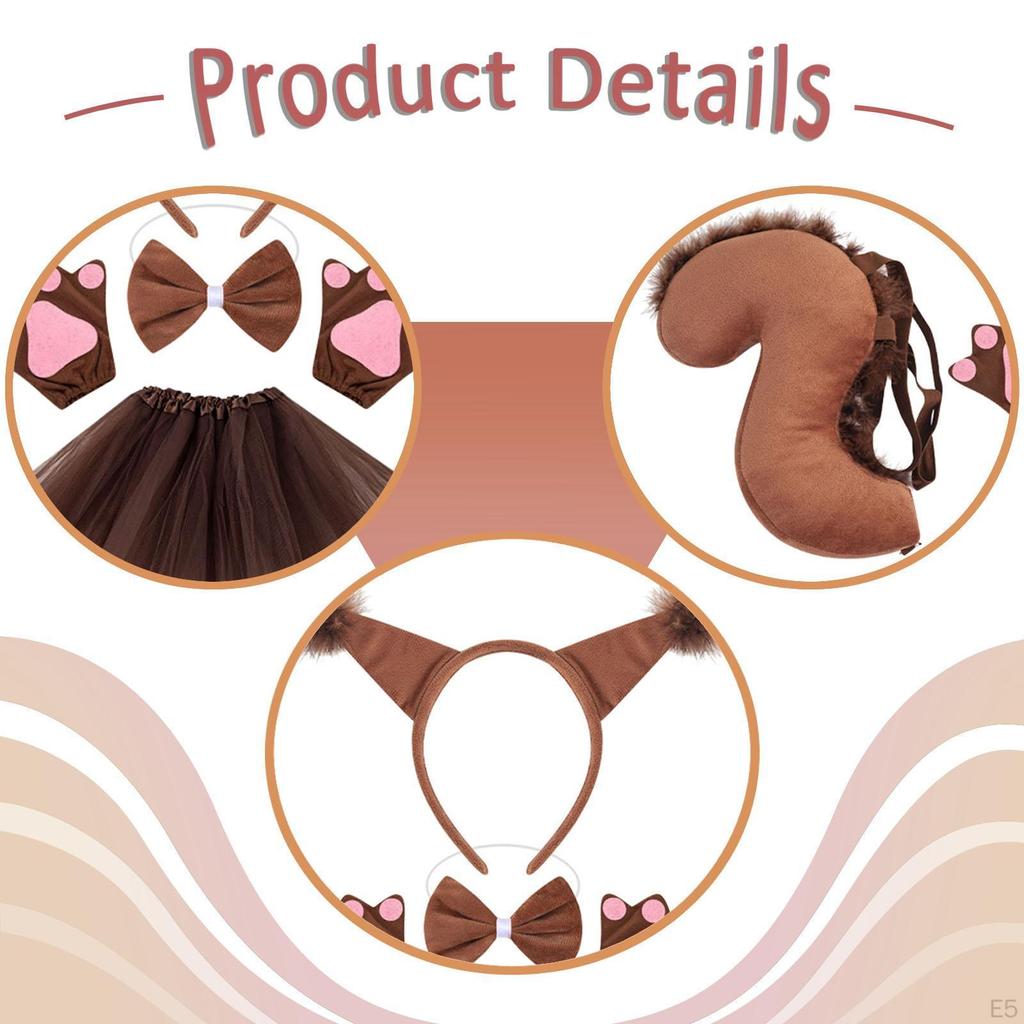 Animal Tail Costume Kit Cosplay Bow Tie Headband for Stage Performance Halloween