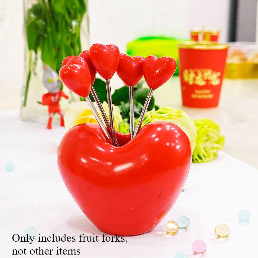 

11 шт. набор вилок Love Fruit Fork для дома, гостиной, рабочего стола, из нержавеющей стали, украшение для фруктов, симпатичная вилка для клубники и капусты