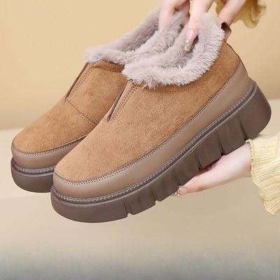 Women's Large Size Soft Sole Wool One Foot Stirrup Winter Warm Fur One Snow Boots Padded Lined Ankle Boots Non Slip Hiking Sports Cotton Boots