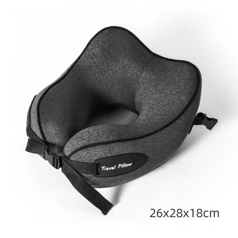 

U-образная подушка с эффектом памяти, хлопковая подушка для защиты шеи, автомобильная подушка для сна, подушка для шеи, подголовник для хранения в самолете, портативная U-образная подушка чёрный