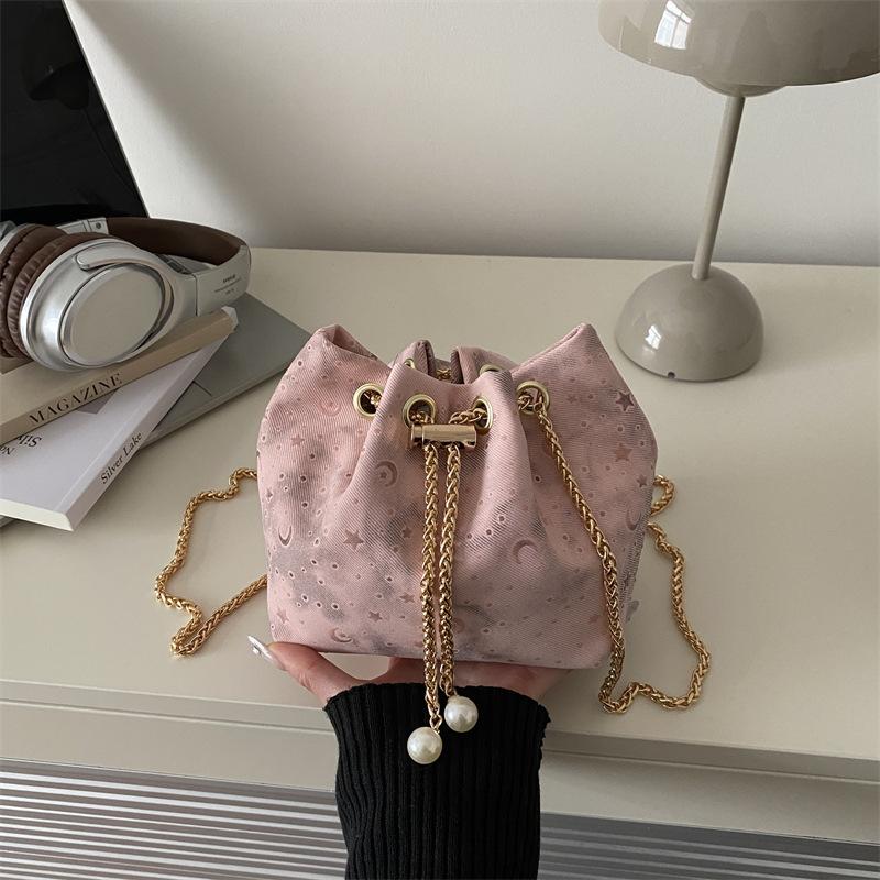 High-end Metallic Fringed Sequin Evening Bag, Luxury Water Bucket Bag, Crossbody Bag