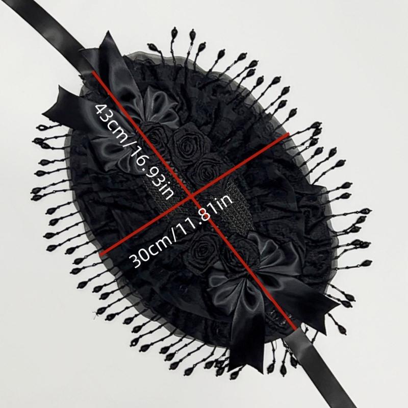 Elegant Gothic Widows Hat Handmade Lace Detailing Perfect for Cosplay Costume Accessories Stage Performances