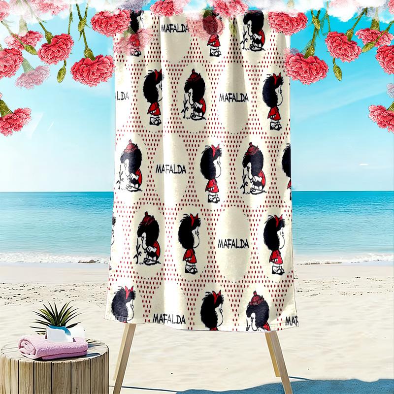 Mafalda Print Beach Towel, Large Soft Quick Dry Towel for Beach Camping Swimming