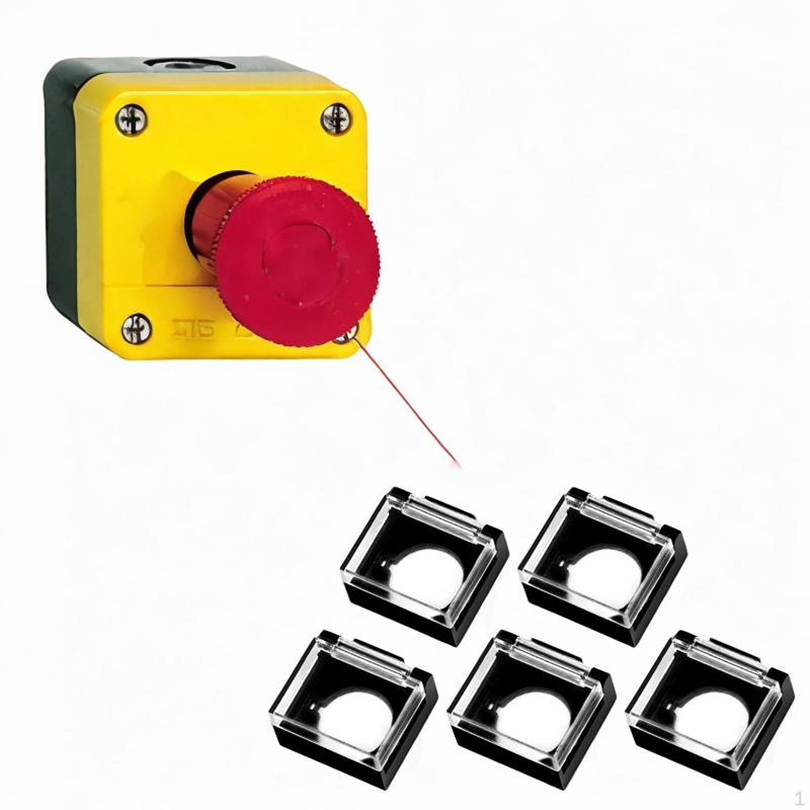 

5 Pieces Push Button Emergency Stop Cap for 1.6cm Switch Sturdy Protection Lock Home B