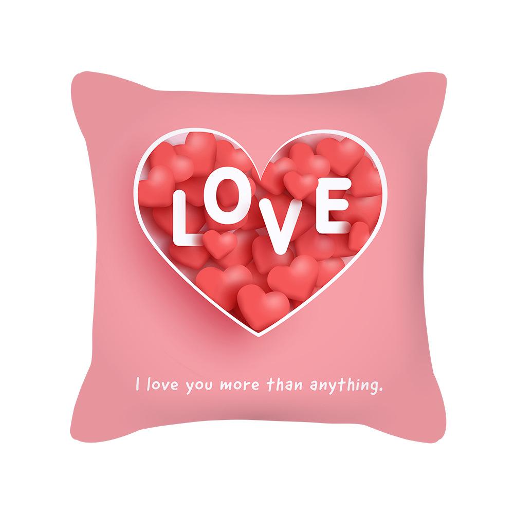 Peach Skin Pillowcase Valentine's Day Pillowcase Pink Heart-shaped Pillow Romantic Series Home Decoration Sofa Cushion Cover