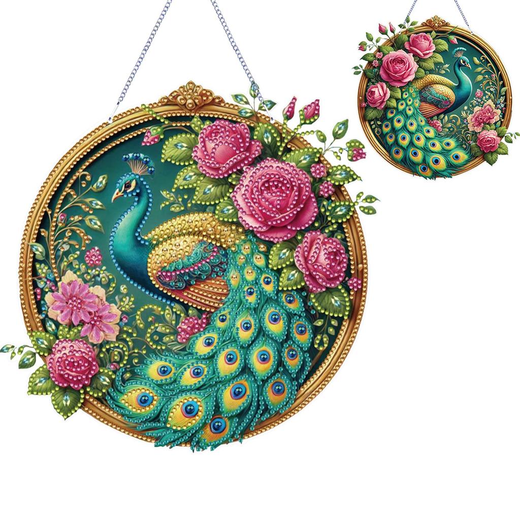 5D DIY Diamantmalerei Punkte Anhänger Doppelseitiger Druck Strassstein Diamantkunst Fensteranhänger für Gartenfenster Dekoration