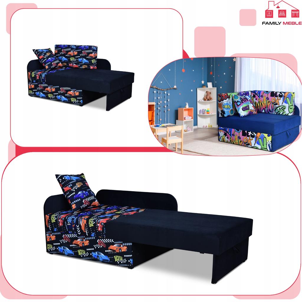 Narożnik dziecięcy Bambino rozkładany pojemnik łóżko dzieci materac kubuś