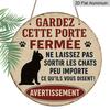 2D Flat, 1pc Round Aluminum Decorative Sign, French-Style Vintage Aluminum Sign with Paw Print - Humorous "Don't Let the Cat Out" Warning Plaque