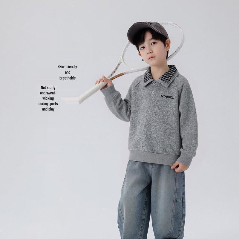 YOYO Fairytale Boys' Cotton Blend Long-Sleeve POLO Sweatshirt