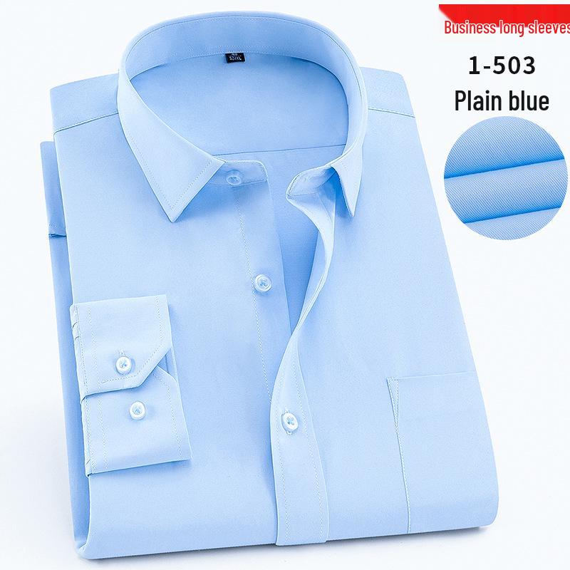Herren Frühling Weiße Hemden - Lang-/Kurzarm, Gesticktes Logo, Professionelle Geschäftskleidung, 40% Baumwolle Einfarbig Arbeitskleidung
