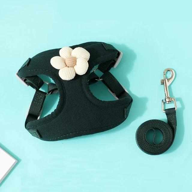 Adjustable Flower Dog Harness Leash Set for Small Dogs Cats Pug Chihuahua Soft Comfort Pet Accessories