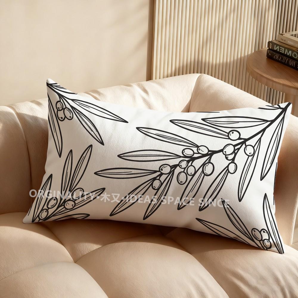 Olive Branch Pattern Pillowcase Suitable For Sofa Bedroom Car Pillow Cover Cushion Rectangular Back Cushion