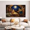 Retro Religious Nativity Scene Tapestry, Vintage Aesthetic Wall Hanging, Living Room Bedroom Holiday Decor