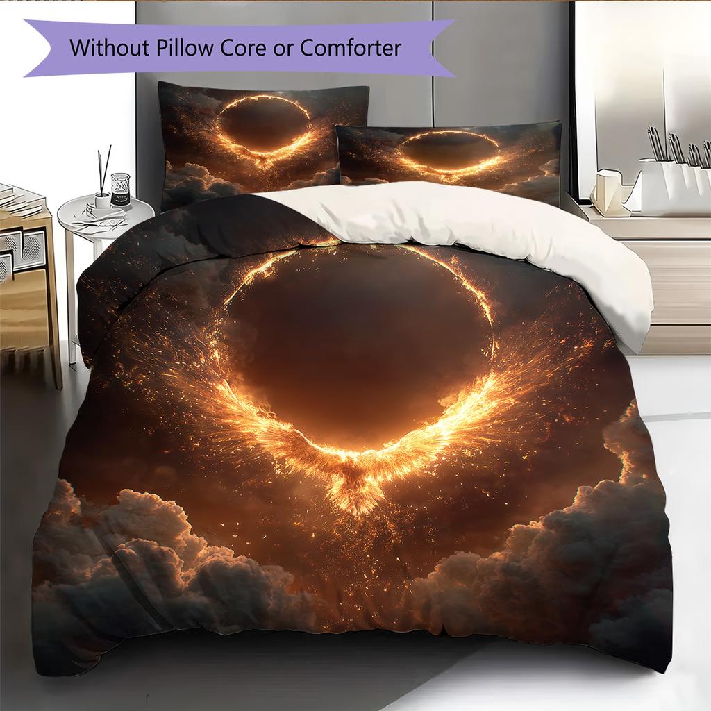 Flame Phoenix  Pattern Bedding Quilt Set Quilt Cover Pillowcase Home Decoration  Gift (1 * duvet cover + 2 * pillowcase, without core)