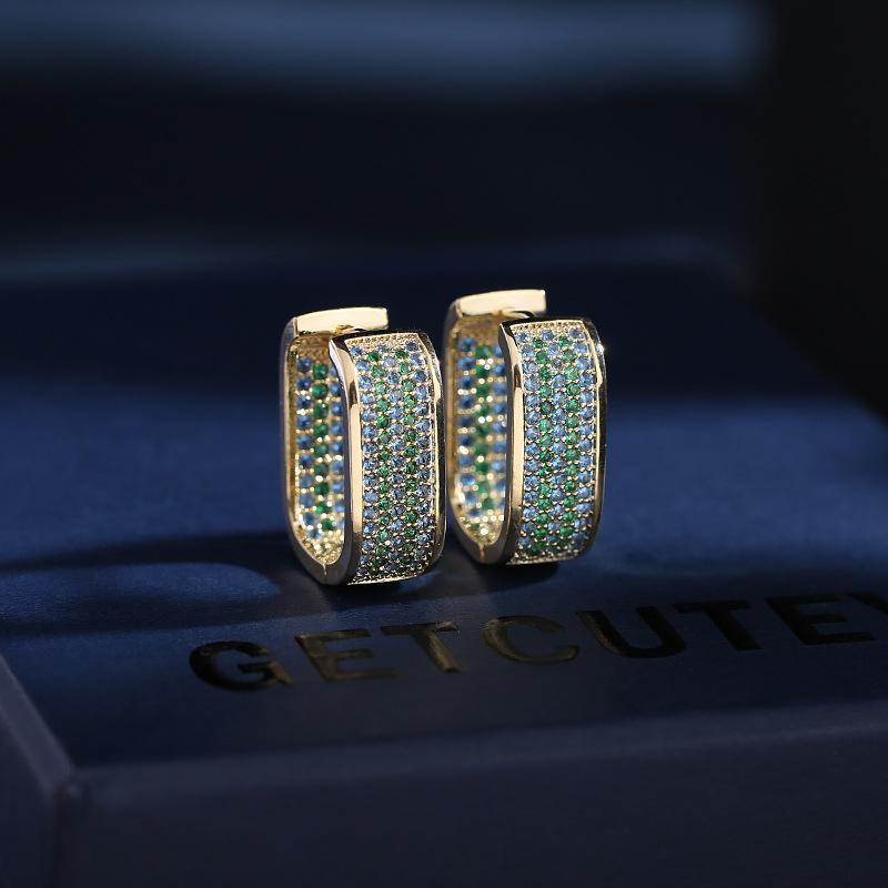 

SUYU Розкішний Стиль Преміальні Сережки Геометрично Прості Універсальні Сережки з Кубічного Цирконію Кубічні Квадратні Сережки Дизайнерські Сережки