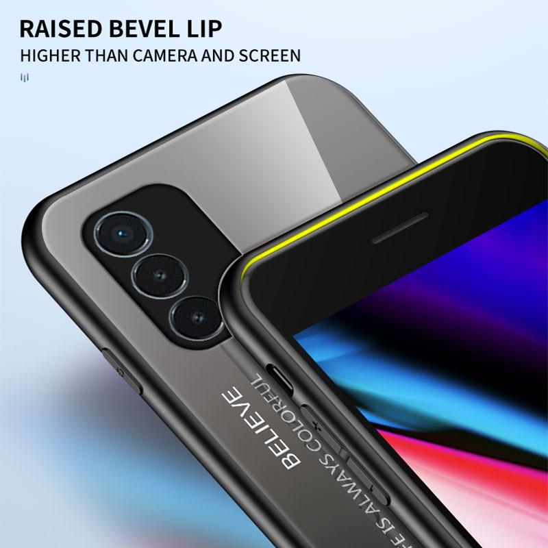 For OnePlus Nord CE N10 N100 N200 5 5T 6 6T 7 7T 8 8T 9 10 Pro Case Gradient Aurora Tempered Glass Soft Frame Back Cover Phone Case