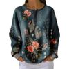 Women's Casual Printed Button Long Sleeve Sweatshirt
