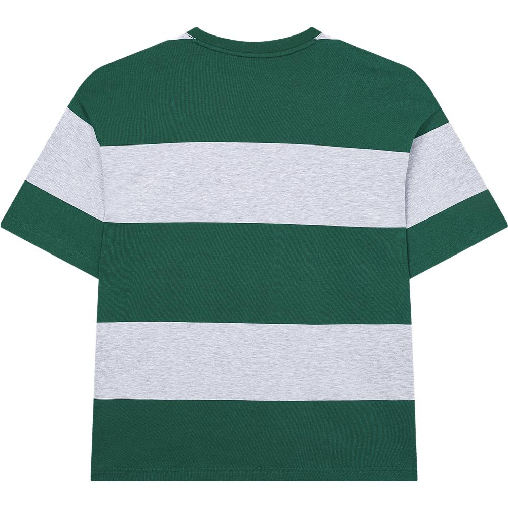 Fila New Casual Loose Striped Spliced Tennis T-Shirt Men Tops Summer-Green F11M339109F-DG