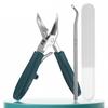 Stainless Steel Nail Clipper Curved Blade Toenail Clippers for Thick Nails 3-Piece Kit with Glass File & Case Ergonomic Non-Slip Grip Nail Clippers