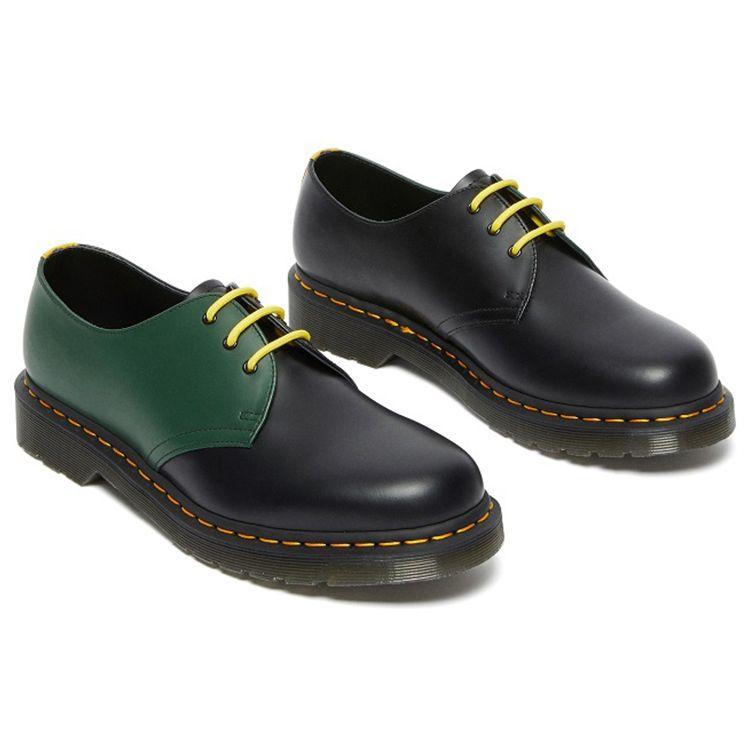 Dr. Martens 1461 Color Block Drei-Loch Schnürschuhe Flach Low-Top Freizeitschuhe Unisex Freizeitschuhe Schwarz Grün 27289001