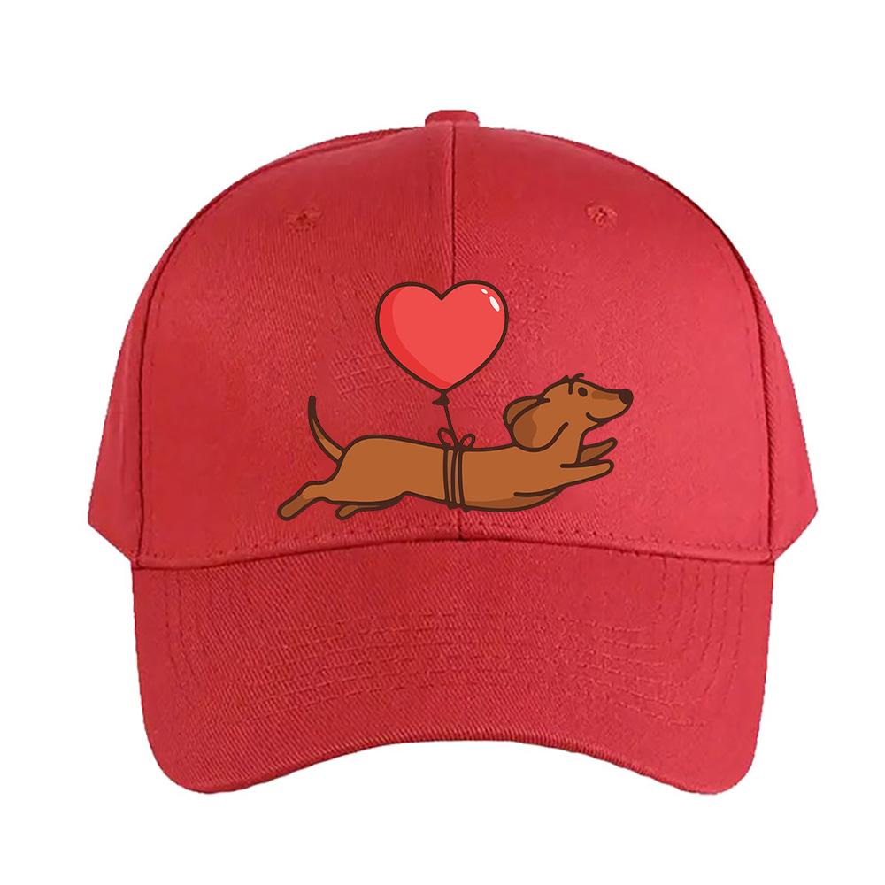 Cute Dachshund Dog with Balloon Cap Summer Woman Man Baseball Cap Adjustable with Curved Brim Duckbill Cap Protection Sun Hats