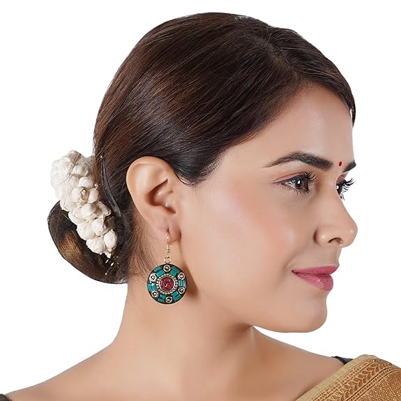 Non-precious Metal Dangling Handmade Lightweight Hook Tibetan Style Earrings for Women