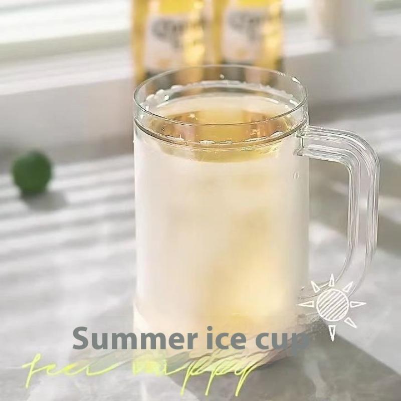 1ks Hrnek na ledovou kávu Mrazicí sklenice na pivo Plastový s dvojitou stěnou Hrnek na ledové pivo Velkoobjemové hrnky na nápoje Domácí nápojové sklo