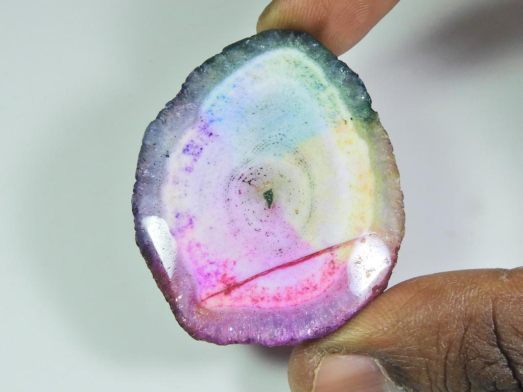104Cts. Dyed Solar Druzy Agate Multi Colour Fancy Cabochon Loose Gemstone ET-31