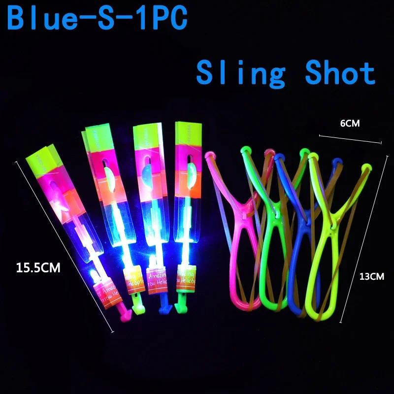 Summer Outdoor Games LED Lights Arrow Slingshots Flying Toys Kids Flying Helicopters Birthday Party Fun Gifts Elastic Slingshots