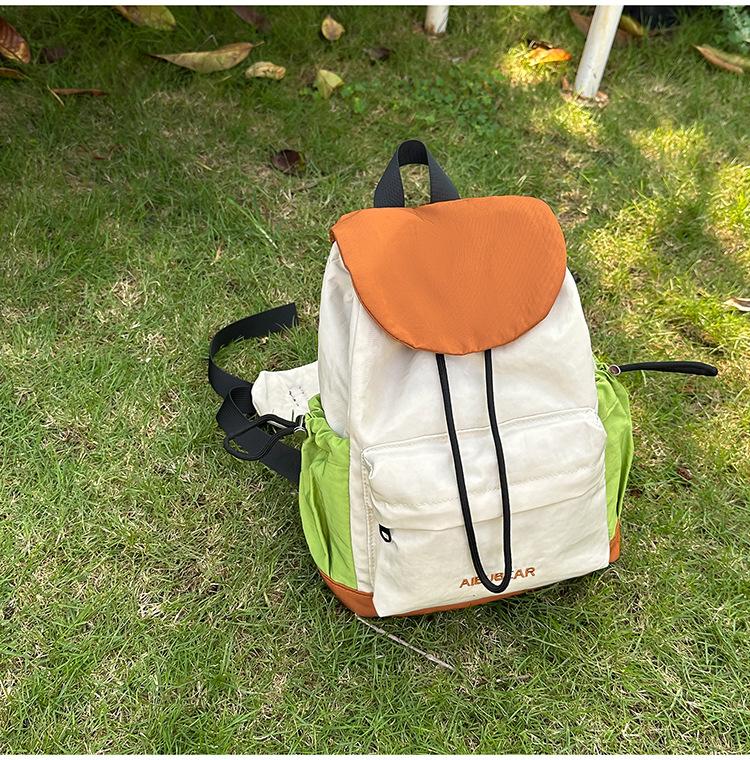 Schoolbag Vitality Low Saturation Color Matching Drawstring Backpack Female College Student Schoolbag Lightweight Outing Versatile Backpack